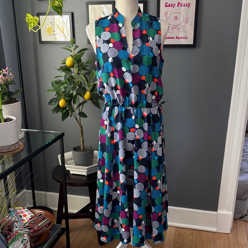 Anne Klein Multicolor Polka Dot Midi Dress